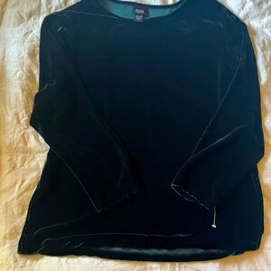 EILEEN FISHER Crushed Velvet Sz L Dark Green/Teal Designer stunning Rayon silk